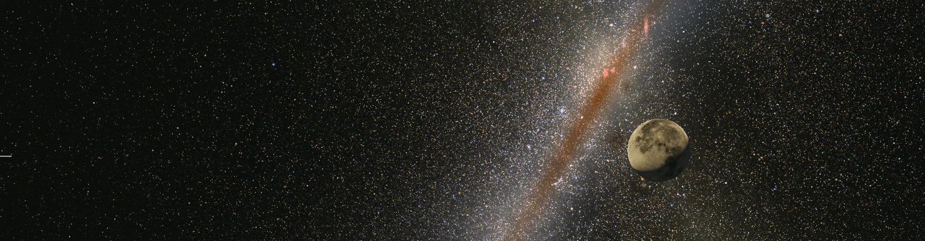 The plane of the Milky Way with the Moon in it, rendered from real positions