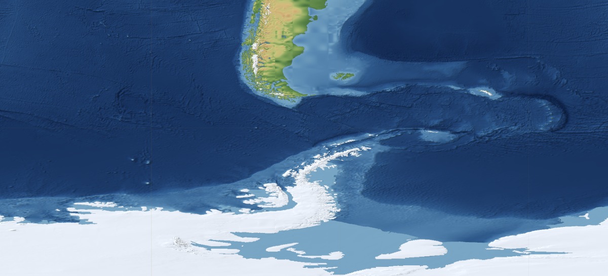 The Drake Passage: Tierra del Fuego, the Scotia arc and the Antarctic Peninsula under permanent ice