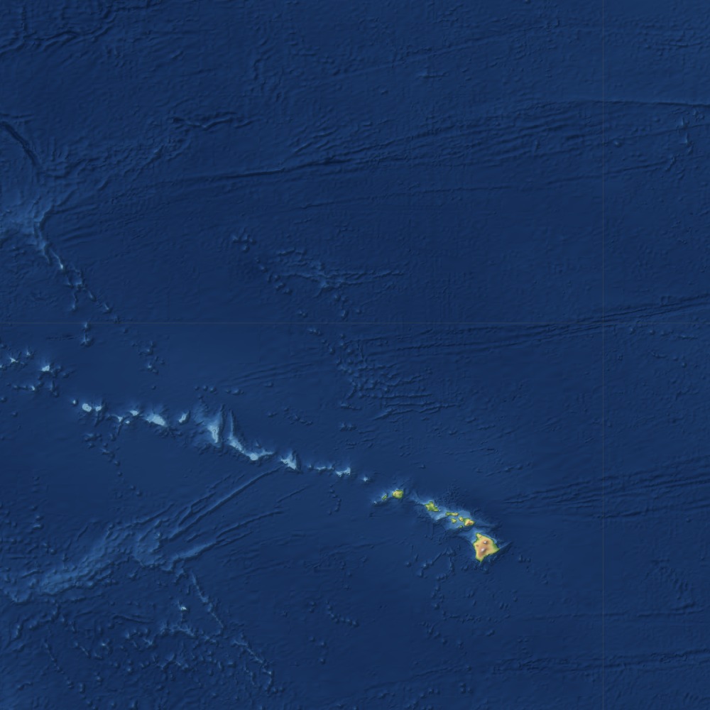 The Hawaiian-Emperor seamount chain trailing north-west across the Pacific floor