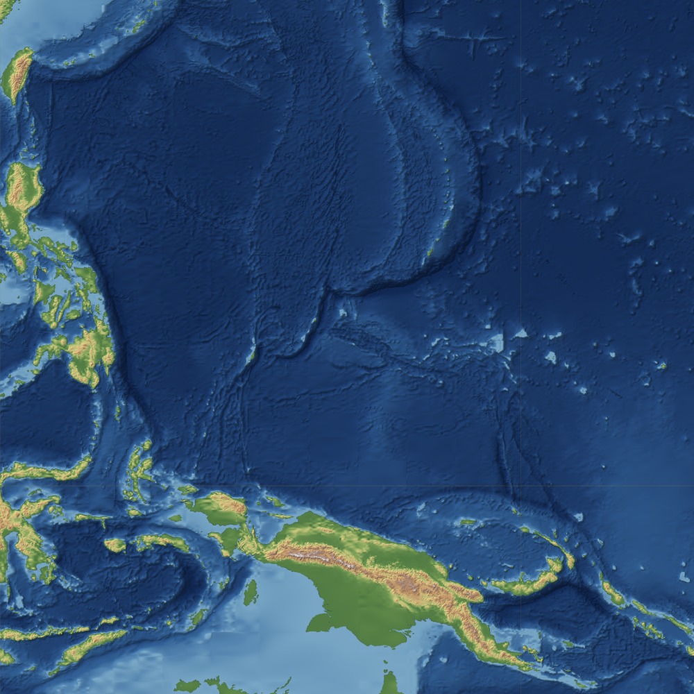 The Mariana Trench and the western Pacific, with Papua New Guinea and the island arcs
