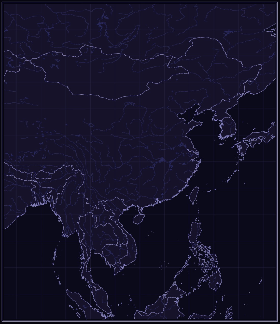 Asia in Indigo: platinum lines on royal violet