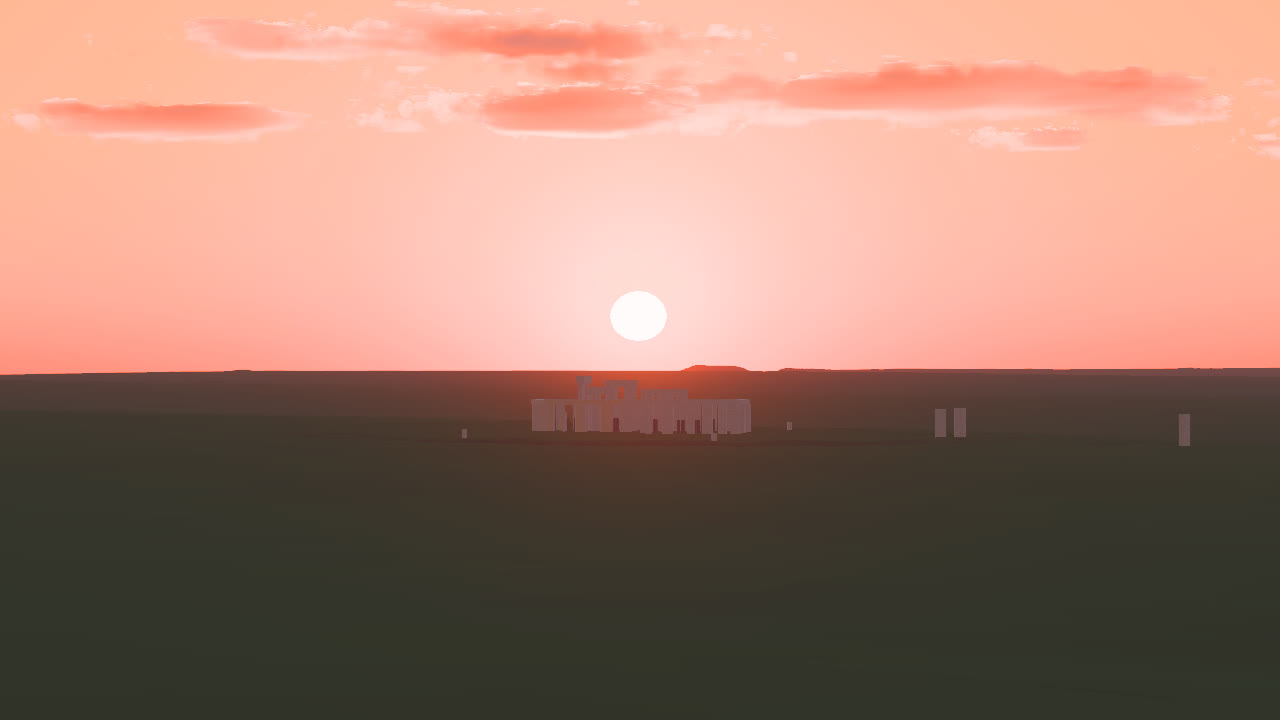 The same view with the Sun on the horizon: the light turns red
