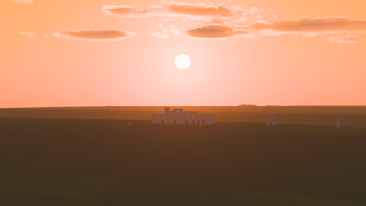 The same view with the Sun 2 degrees up: the light turns orange