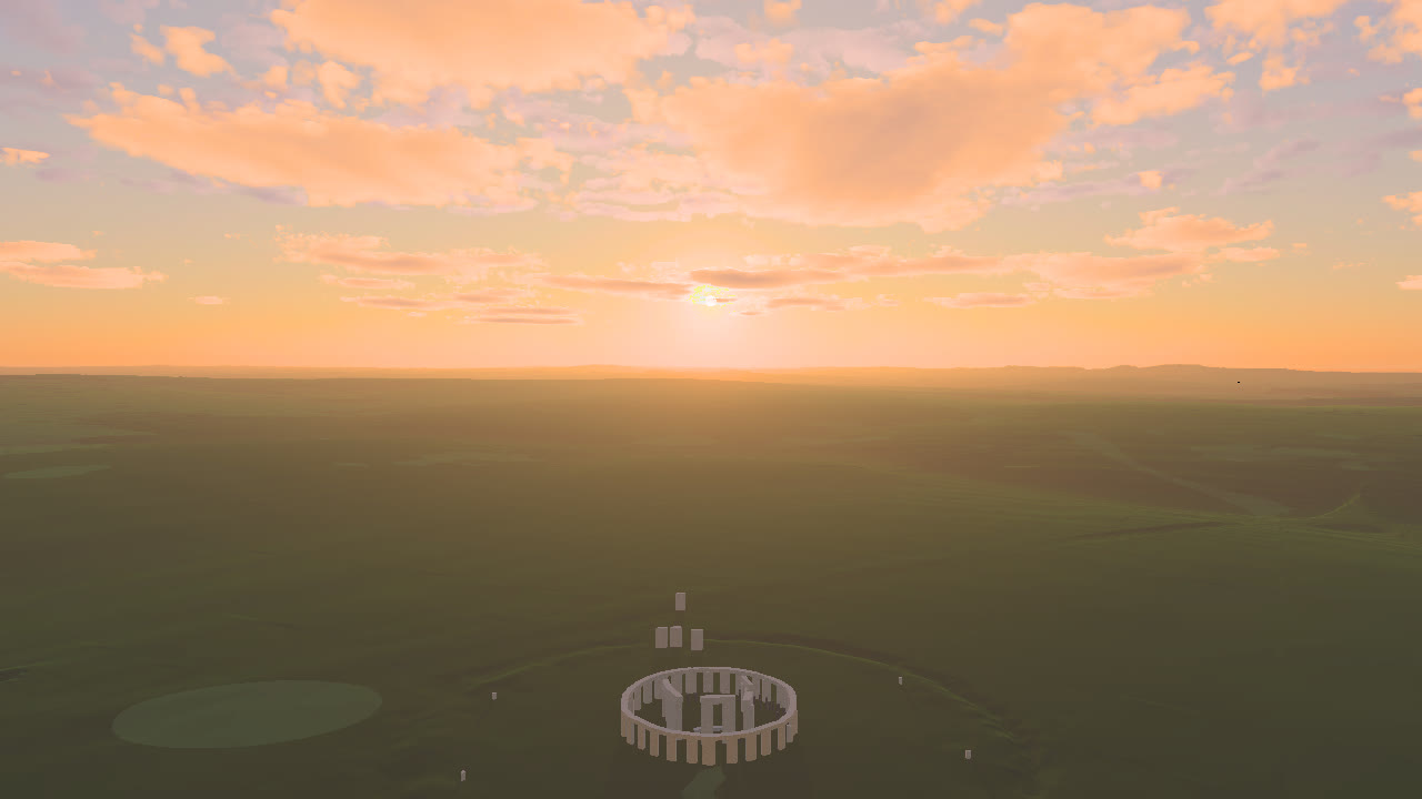 The Plain from the air in the low dawn sun under broken cloud