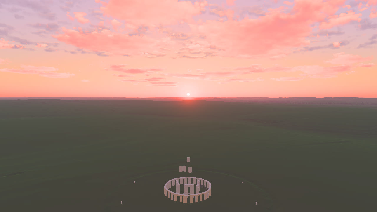 Dawn over Salisbury Plain from above, the real skyline 32 km out