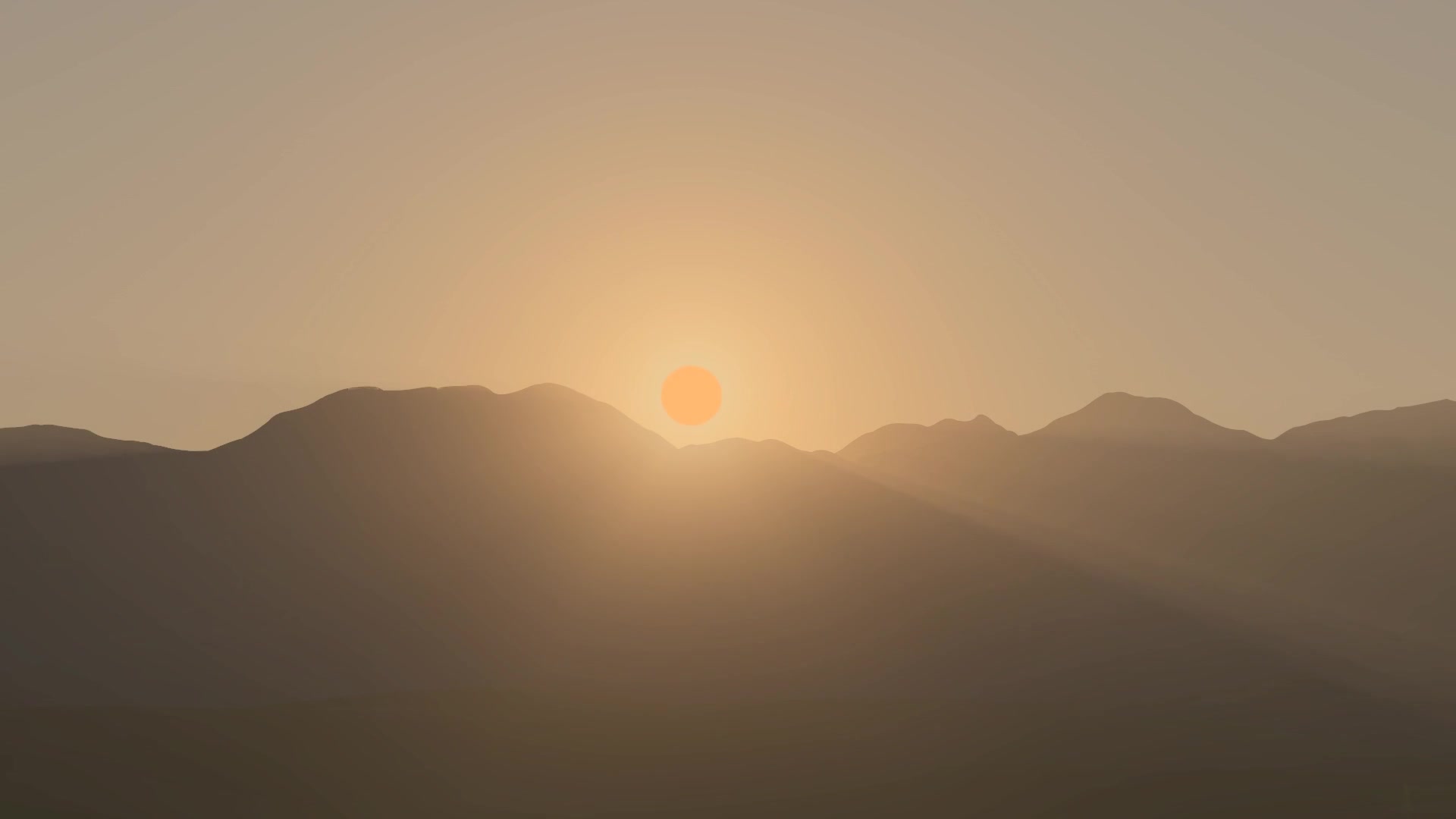 The Sun setting behind the mountain ridge above Pai