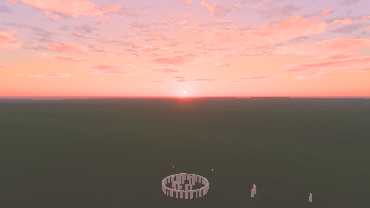 Sunset over Salisbury Plain from the air under cloud